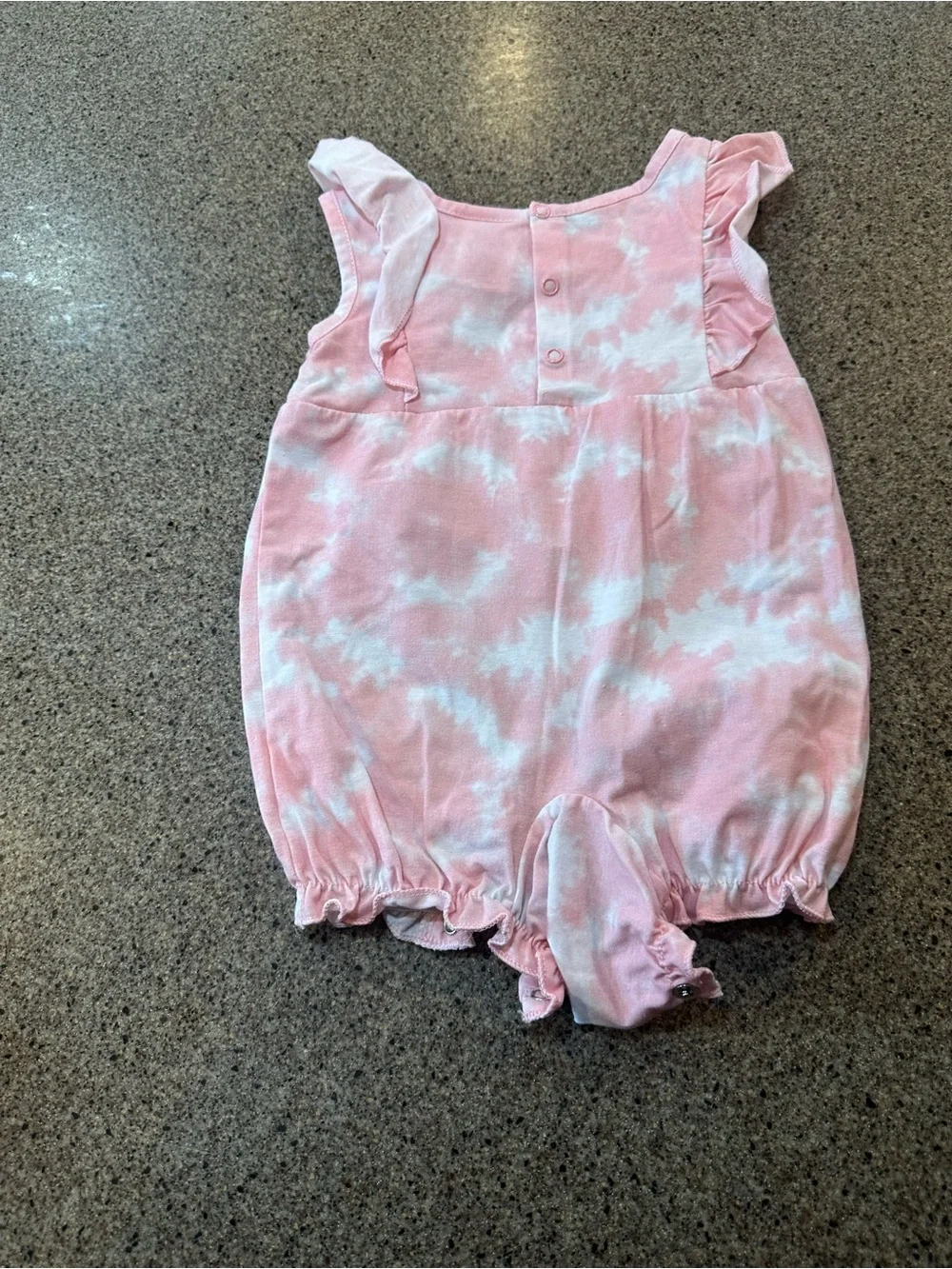 Pink Tie-Dye Baby Romper with Ruffle Shoulders
